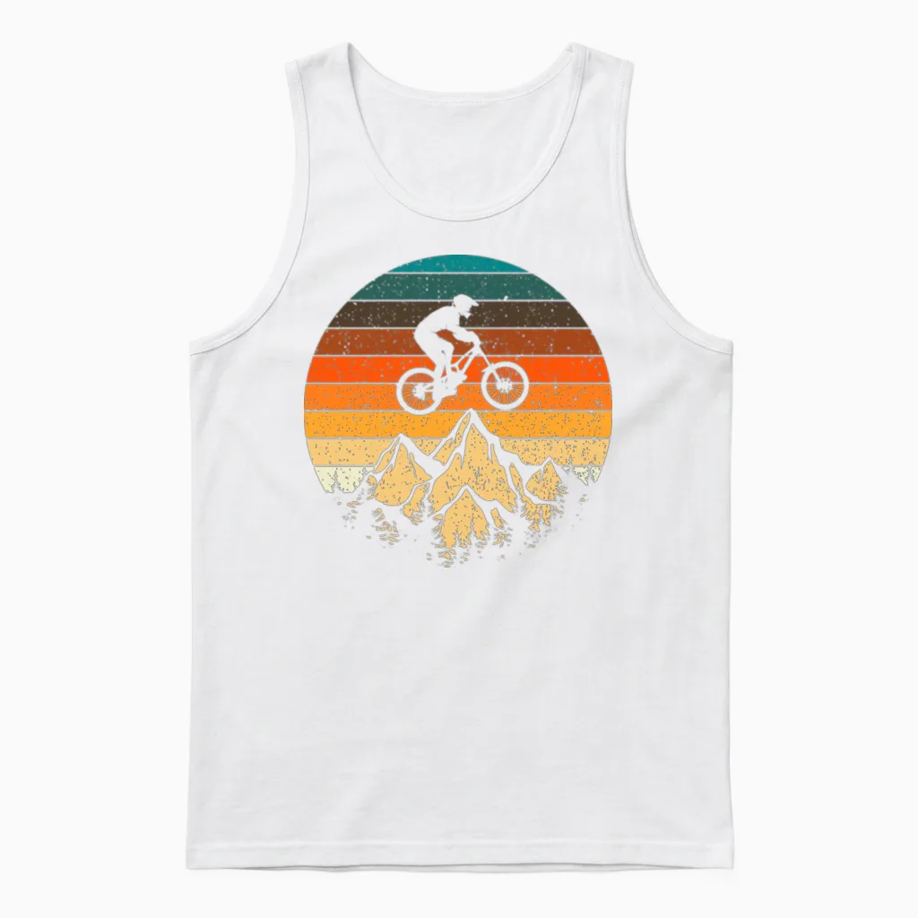 Mountainbike Downhill Retro Vintage Unisex Tank Top in White