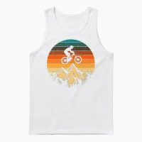 Mountainbike Downhill Retro Vintage Unisex Tank Top in White - 1