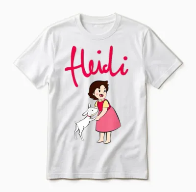 Heidi with Goat Cute with Logo Pink Cartoon Tv Series T-Shirt, Black Unisex T-Shirt - White
