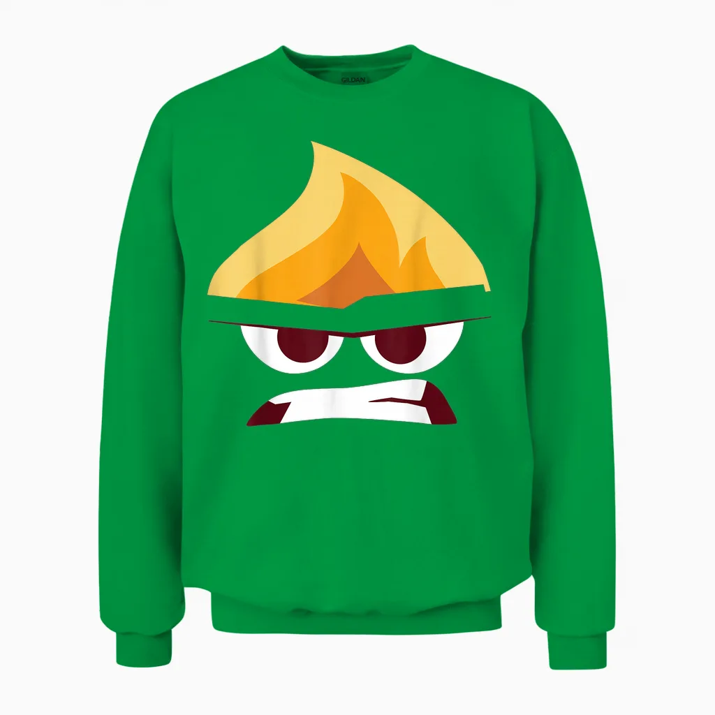Disney Pixar Inside Out Angry Face Halloween Unisex Sweatshirt in Irish Green