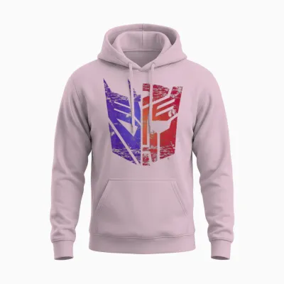 Transformers Decepticon Autobot Split Logo T-Shirt, Black, S Unisex Hoodie - Light Pink