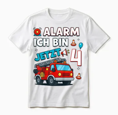 Alarm Ich Bin Jetzt 4 Feuerwehr Geburtstag Unisex T-Shirt - White