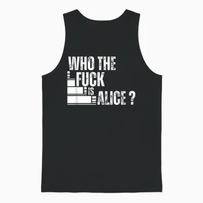 Who the Is Alice Funny Unisex Tank Top - Black