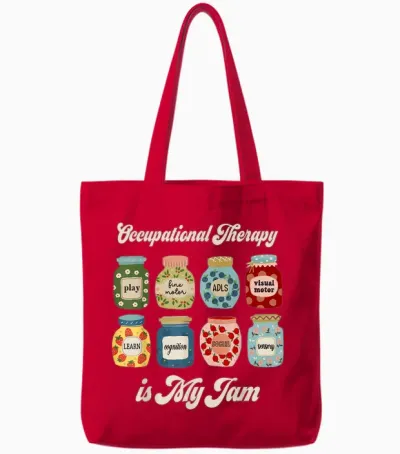 Occupational Therapy Is My Funny Jam Ot Therapist Women Men Tote Bags - Red