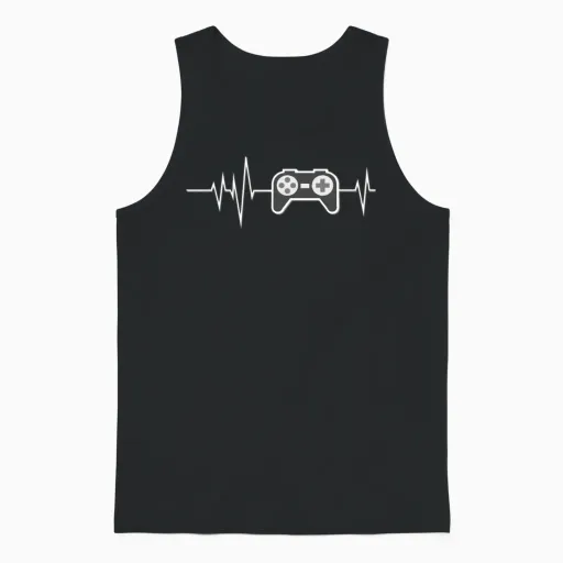 Gamer Heartbeat Gaming Gift Unisex Tank Top in Black