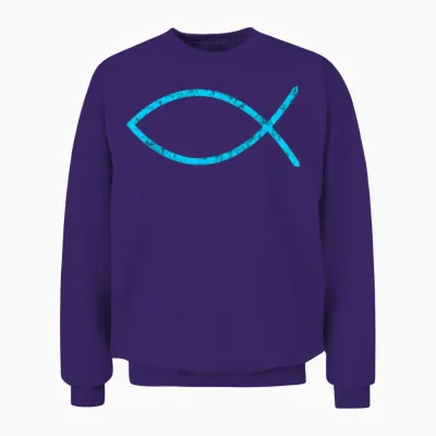 Jesusfisch Ichthys Symbol Christentum Christliches Schild Unisex Sweatshirt - Purple