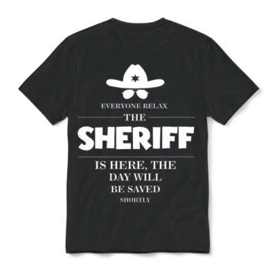 Sheriff Everyone Relax the Sheriff Is Here Unisex T-Shirt - Black
