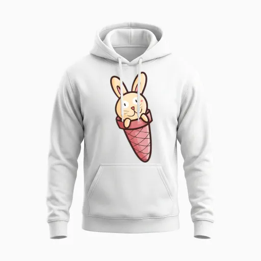 Funny Summer Bunny Unisex Hoodie - White