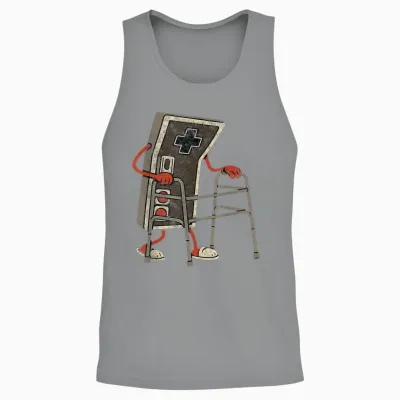 Retro Video Game Controller with Walker Funny Gamer Gaming Unisex Tank Top - Sport Grey