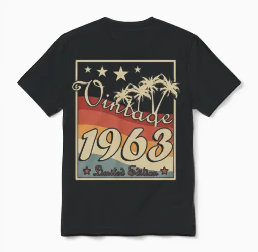 Vintage 1963 Retro Style Unisex T-Shirt in Black