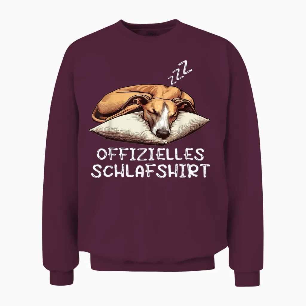 Offizielles Schlafshirt Whippet Hund Windhund Hunde Unisex Sweatshirt in Maroon
