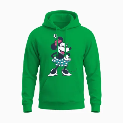 Amazon Essentials Disney Standing and Winking Retro Minnie Unisex Hoodie - Irish Green
