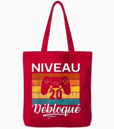 Niveau 20 Débloqué Cadeau 20 Ans Homme Femme Gamer Gaming Tote Bags - Red