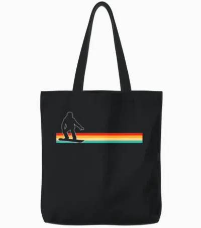 Snowboarding Retro Tote Bags - Black