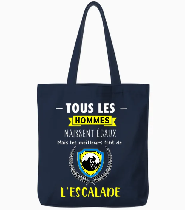 Funny Gift Climbing "the Best Become a Climber" T-Shirt, Black, S Tote Bags in Navy