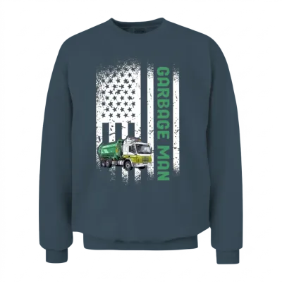 Garbage Man Us Flag Garbage Truck Unisex Sweatshirt - Dark Heather