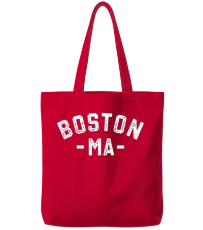 Boston Ma Massachusetts Vintage Stamped Tote Bags - Red