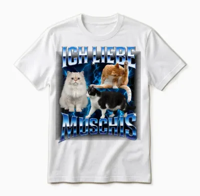 Katzen Meme Ich Liebe Muschis Lustiges Retro Unisex T-Shirt - White