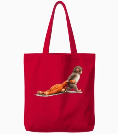 Cute Monkey Punch Tote Bags - Red