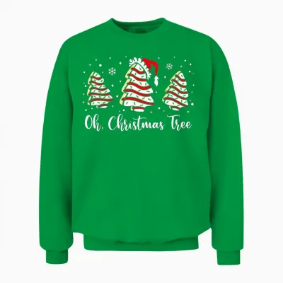Groovy Oh Christmas Tree Cakes Debbie Becky Jen Cake Lovers Unisex Sweatshirt - Irish Green