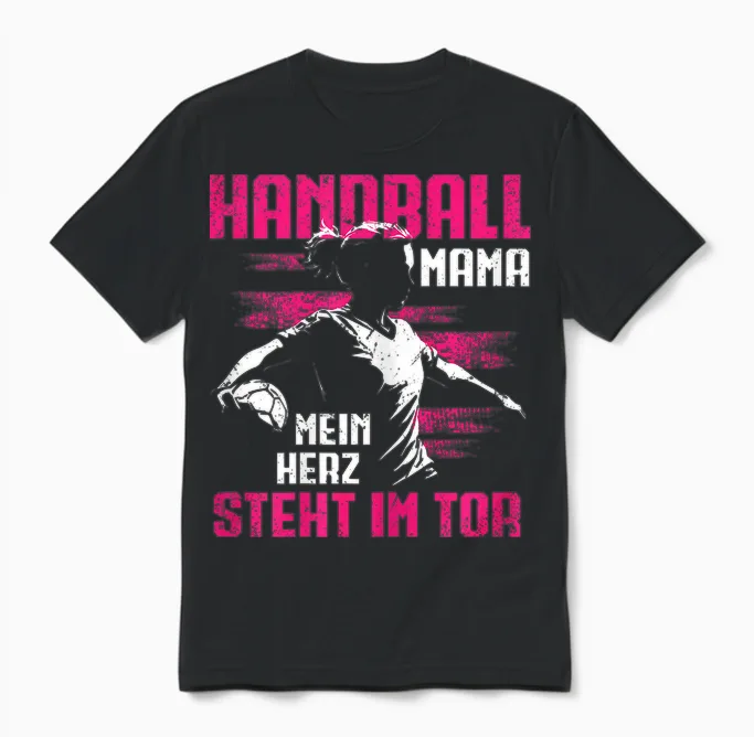 Handball Mama Mein Herz Steht Im Tor Handballer Torwart Unisex T-Shirt in Black