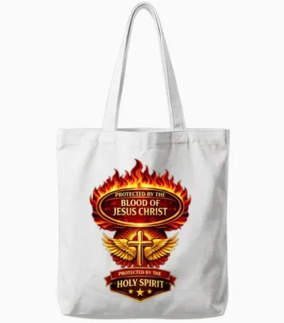 Protected by the Blood of Jesus & Holy Spirit Tote Bags - White