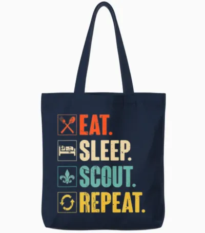 Eat Sleep Scout Repeat Funny Scouting Lover Tote Bags - Navy