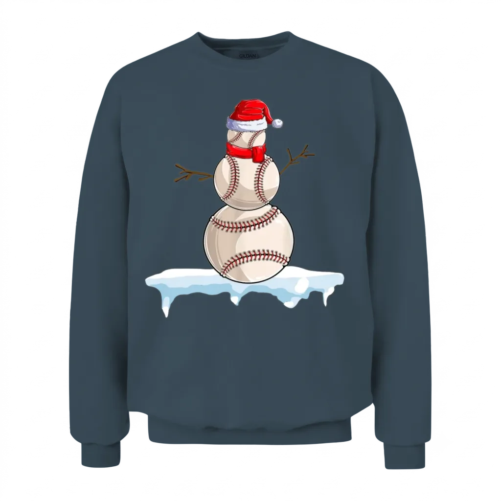 Funny Baseball Christmas & Softball Unisex Sweatshirt - Dark Heather