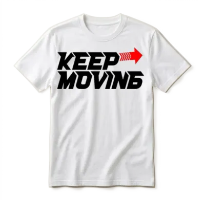 Keep Moving Red Arrow Motion Stripe Unisex T-Shirt - White