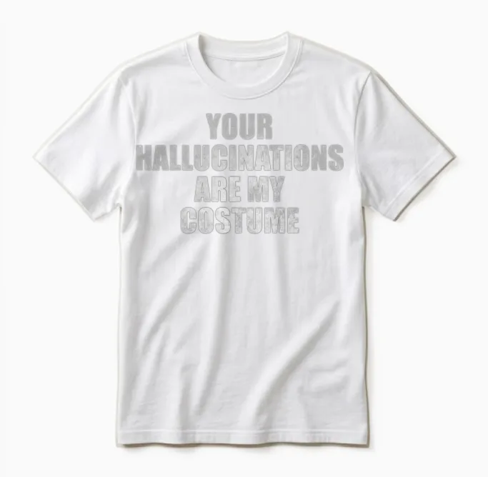 Your Hallucinations Are My Costume Unisex T-Shirt in White