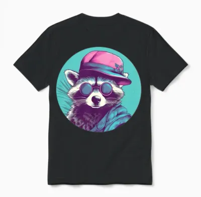 Raccoon Lovers Retro Style Unisex T-Shirt - Black