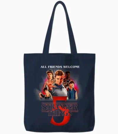 Stranger Things Season Five Tote Bags - Navy
