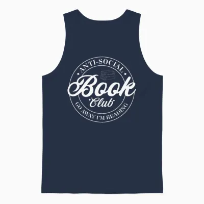 Anti Social Book Club Go Away I'm Reading Unisex Tank Top - Navy