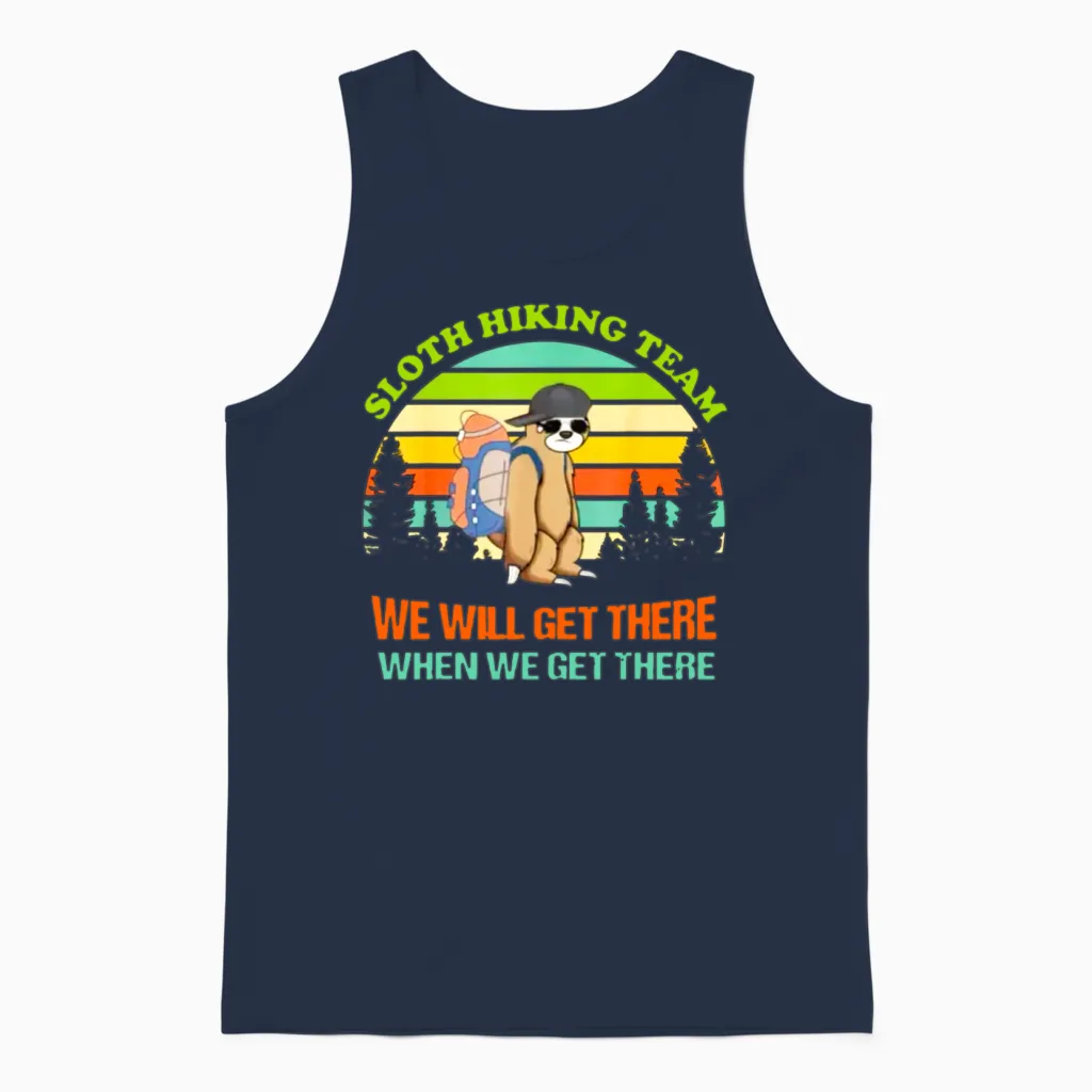 Sloth Hiking Team Tshirt for Sloth Lover Hiking Unisex Tank Top - Navy