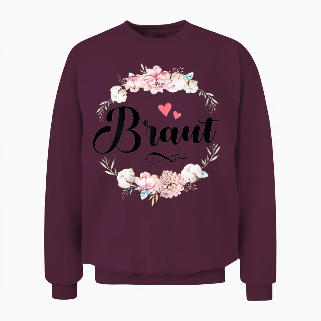 Jga Braut Tshirt Junggesellinnenabschied Weiß Frau Bride Unisex Sweatshirt in Maroon