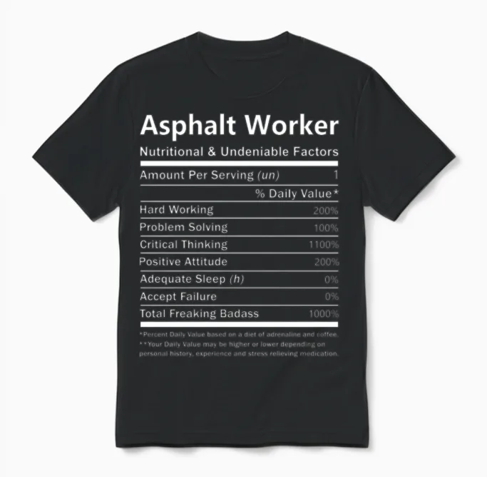 Asphalt Worker T Shirt - Nutritional and Undeniabl Unisex T-Shirt in Black