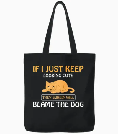 Funny Cat Tote Bags - Black