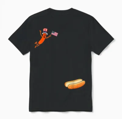 Hotdog Freedom Dive Funny Uncle Sam Hot Dog Jumping into Bun Unisex T-Shirt - Black