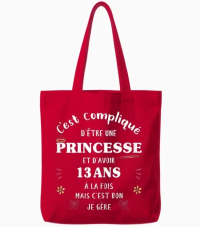 Birthday Gift 13 Year Old Girl Funny Gift 13 Year Old Girl Tote Bags - Red
