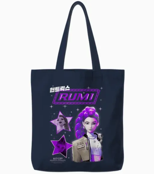 Kpop Demon Hunters Huntrix Rumi Popstar Tote Bags - Navy