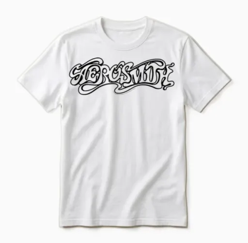 Aerosmith - Aero (black Logo) T-Shirt, Red Unisex T-Shirt in White