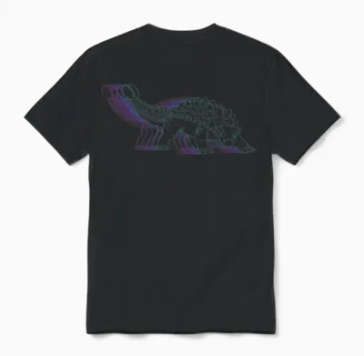 Retro Ankylosaurus Dinosaur Vaporwave Unisex T-Shirt - Black