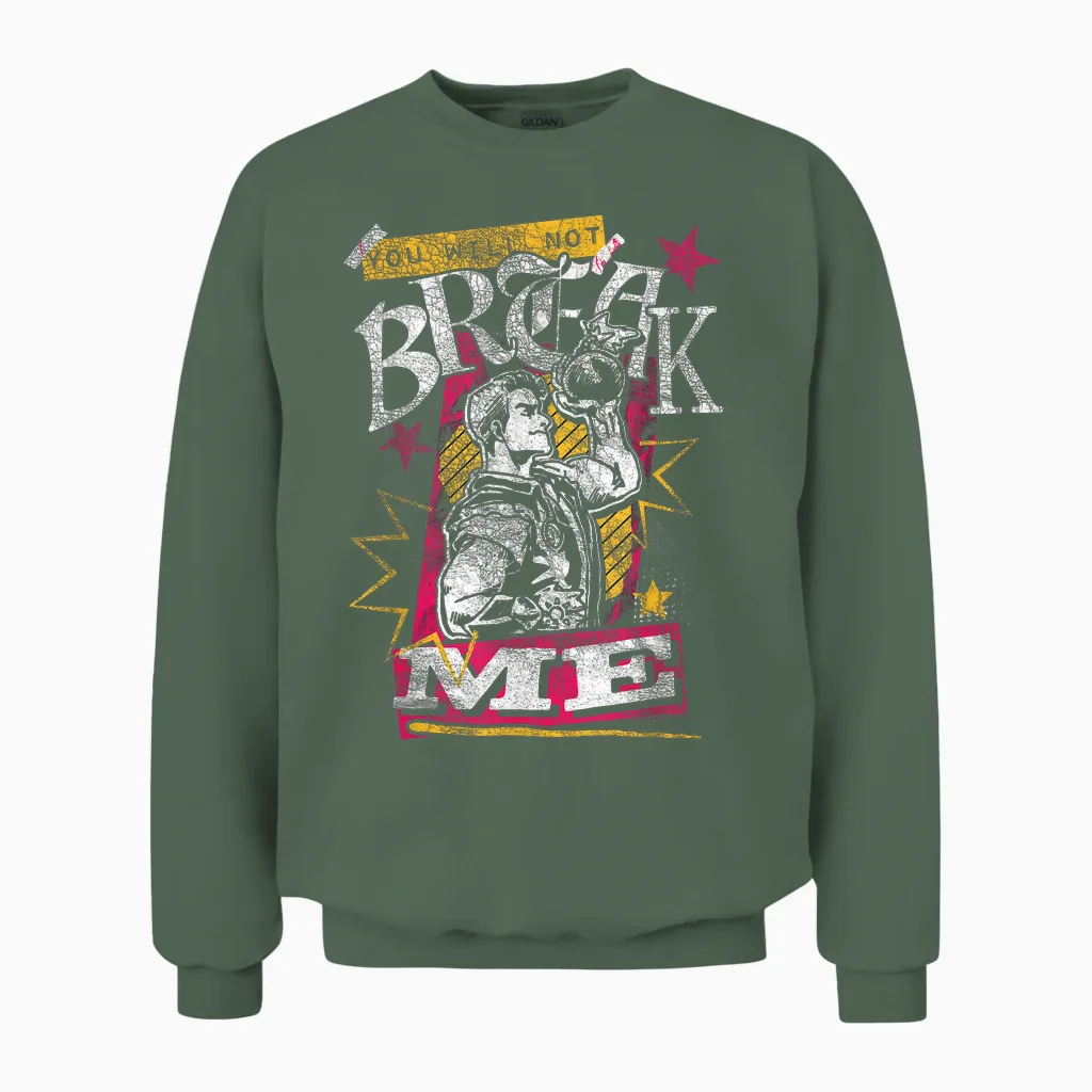 Dcc You Will Not Break Me Distressed Carl Scrapbook Graphic Unisex Sweatshirt in Military Green