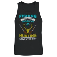 Fishing...the Rest - Fishing and Hunting Design Unisex Tank Top - Black – 2