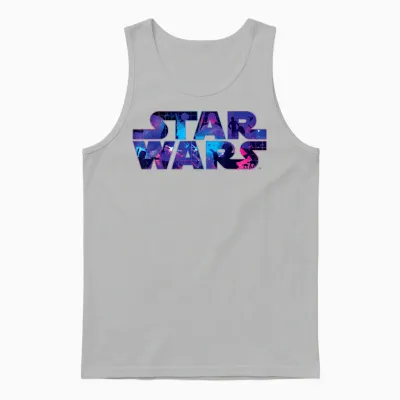 Star Wars Logo Retro 90s Galaxy Unisex Tank Top - Ash