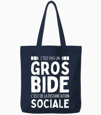 Humour J'ai Pas Gros Bide Homme Femme Anti Sociale Distance Tote Bags - Navy