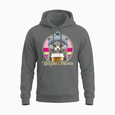 Lustige Katzen Mama Retro Outfit Kostüm Katzen Mutter Mamas Unisex Hoodie - Graphite Heather