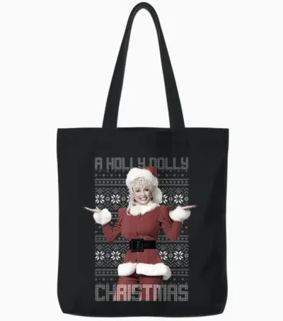 Dolly Parton Christmas Tote Bags - Black