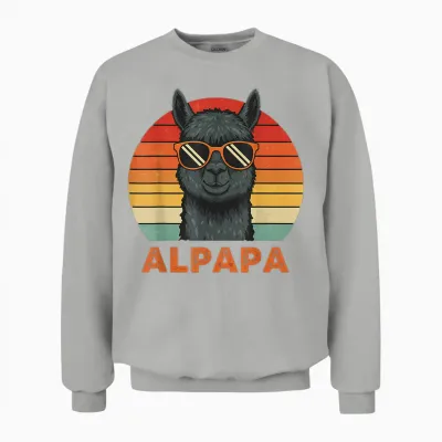 Funny Alpaca Dad Design Father's Day Unisex Sweatshirt - Ash