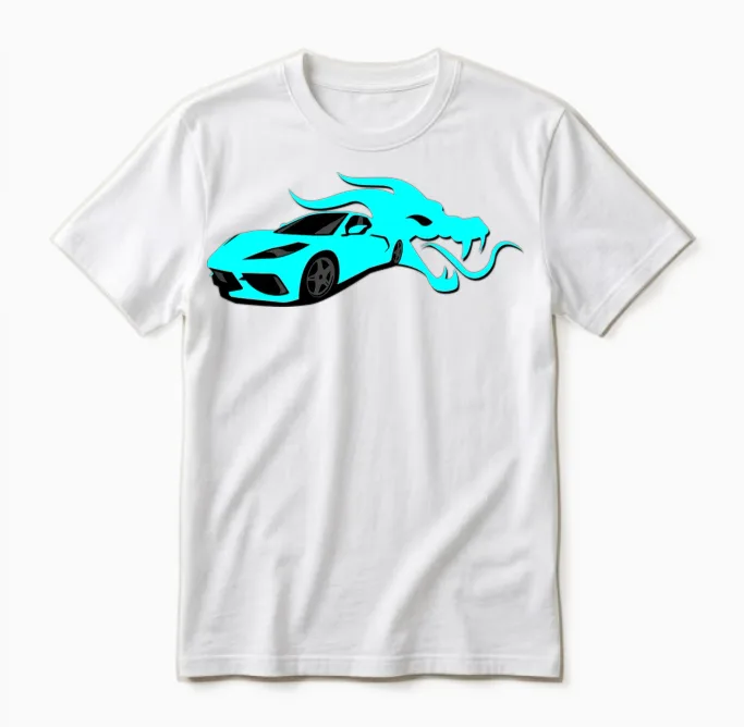 Sport Car and the Dragon - Charmwal Unisex T-Shirt in White